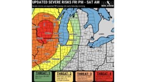 Northeast Iowa and Southern Wisconsin Upgraded to Highest Threat as 3 Inch Hail, 70 MPH Winds and Strong Tornadoes Target La Crosse, Madison and Dubuque Friday Evening