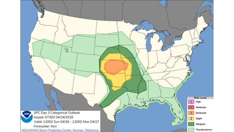 Oklahoma, Arkansas, Louisiana, Kansas, Missouri and Midwest States Face Three-Day Severe Weather Outbreak With Tornado Outbreak Possible by Monday