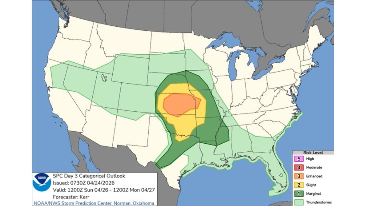 Oklahoma, Arkansas, Louisiana, Kansas, Missouri and Midwest States Face Three-Day Severe Weather Outbreak With Tornado Outbreak Possible by Monday