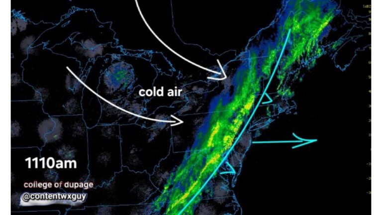 Pennsylvania, New Jersey, New York and New England Face Rain-to-Snow Shift as Cold Air Crashes In Behind East Coast Squall Line