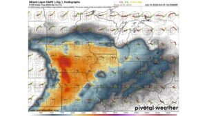 SPC Day 4 Outlook Highlights 15% Severe Risk Tuesday April 14 From Texas Through Midwest As ECMWF Shows Explosive CAPE And Large To Very Large Hail Expected As Primary Threat With Tornado Potential Still Uncertain