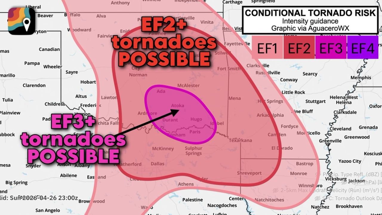 SPC Upgrades Ada, Atoka and Durant to EF3 Tornado Risk as Supercells Fire at 4 PM Across South Central Oklahoma