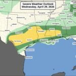 Severe Threat Upgraded Wednesday as Two Slight Risks Added Across South Central US and East Coast for Hail and Damaging Winds