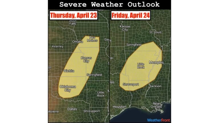 Severe Weather Threat Targets Oklahoma to Iowa Thursday and Shifts to Arkansas and Memphis Friday