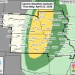 Slight Risk of Large Hail Tornadoes and Damaging Winds Sweeps From Northern Oklahoma to Southern Minnesota Thursday April 23