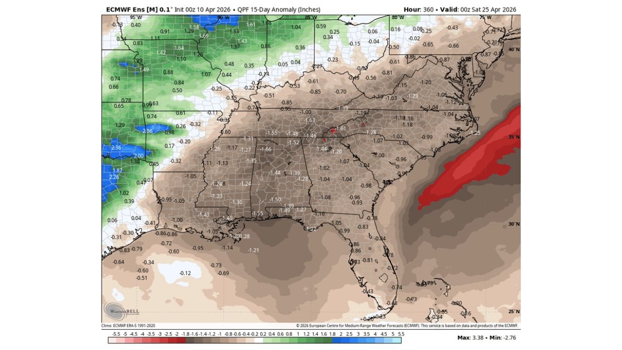 Southeast Drought Deepens Across North Carolina, South Carolina, Georgia and Florida With Little Rain Expected Through Late April