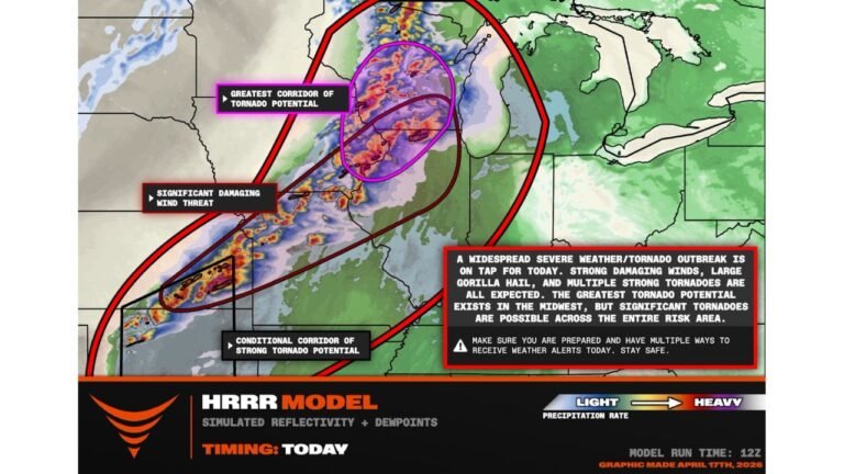 Southern Wisconsin and Northern Illinois Face EF2 Tornado Outbreak Friday Starting at 1 PM