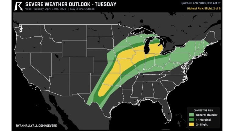 Supercells, Big Hail, and Tornadoes: Tuesday Is Shaping Up as a Dangerous Severe Weather Day from Texas and Oklahoma All the Way to the Great Lakes