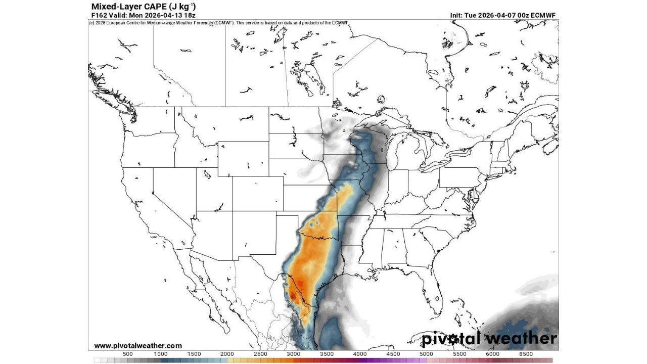 Texas, Oklahoma, Kansas, Missouri and Iowa Eye Potent April 13 Severe Storm Setup as Instability Surges North