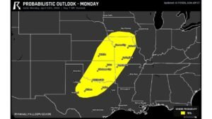 Texas, Oklahoma, Kansas and Missouri in Early Severe Weather Zone as Dallas, Oklahoma City and Kansas City Fall Under Day 7 Risk