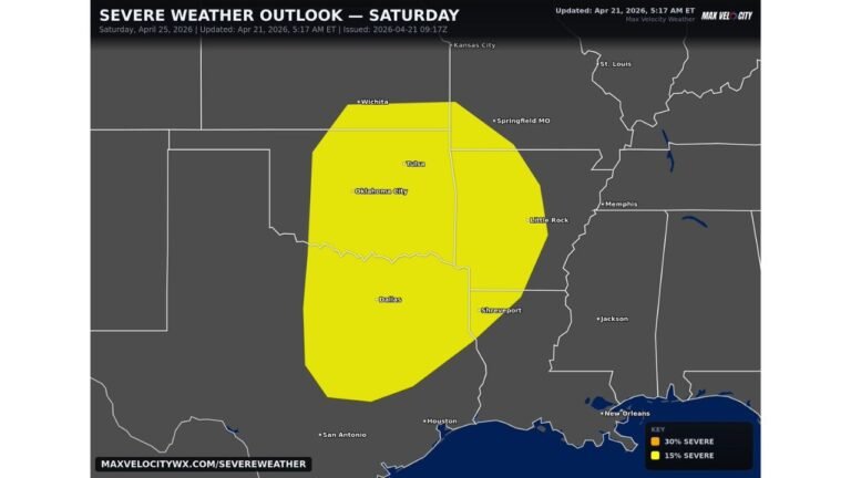 Texas and Southern Plains End Longest Quiet Stretch in Years as Large Hail Tornadoes and Damaging Winds Target Saturday April 25