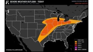 Texas to Michigan and New York in Line for Today’s Severe Storm Threat With Tornadoes and Very Large Hail Possible Across Multiple States