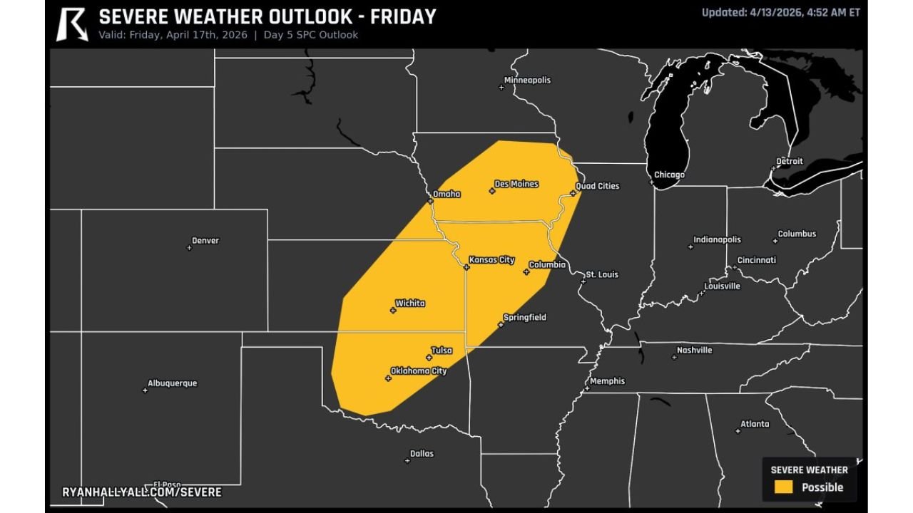The Severe Weather Pattern Is Not Done Yet: A Whole New Storm System Is Already Appearing in the Models for Friday, Targeting Oklahoma City, Wichita, Kansas City, and the Central Plains All Over Again