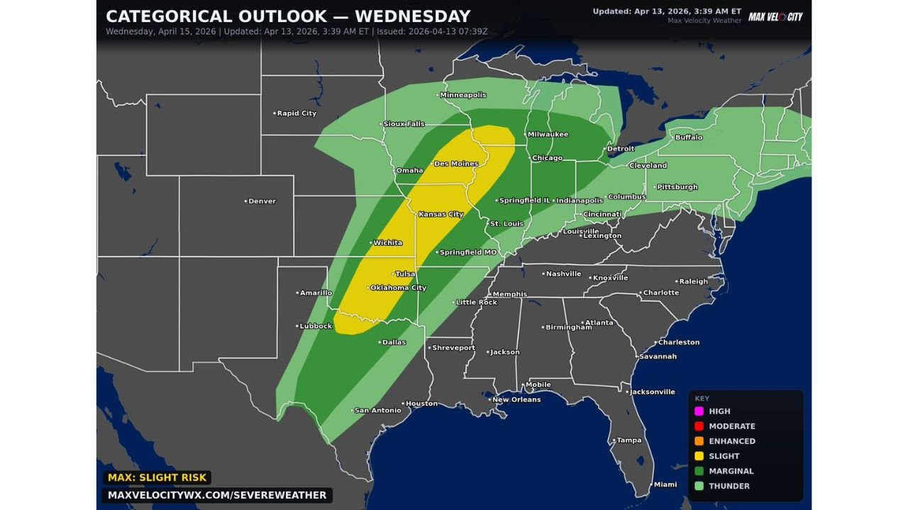 The Severe Weather Train Rolls On: Damaging Winds, Large Hail, and a Potential Elevated Tornado Threat Keep Wednesday Dangerous from Texas and Oklahoma Through the Plains and Into the Great Lakes