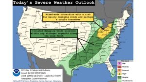 This Afternoon Into Tonight Severe Threat Stretches from Great Lakes to Gulf Coast as Ohio Valley Faces Highest Wind and Tornado Risk