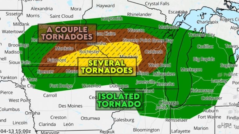 This Is a Tornado Emergency in the Making: Several Tornadoes Expected Across Minnesota and Wisconsin Today Including an Isolated EF2-Plus Significant Tornado — and Northern Illinois Is Now Being Added to the Threat Zone