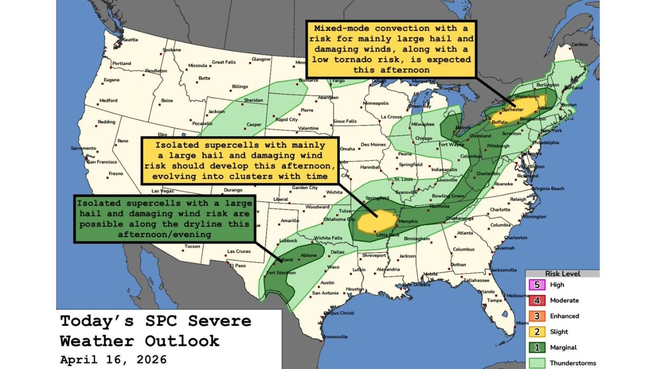 Three Separate Severe Weather Zones Fire Across the U.S. Today: New York, Arkansas, and Texas All at Risk
