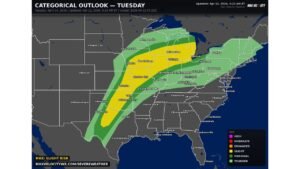 Tuesday’s Threat Is Real: Damaging Winds, Very Large Hail, and Tornadoes Possible from Texas to Michigan as the Midwest Eyes a Potentially Significant Severe Weather Day