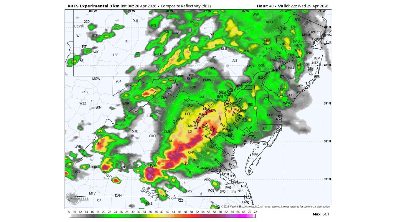 Virginia Faces Best Chance for Strong Storms Wednesday While Baltimore and Central Maryland See Showers Tuesday and Wednesday