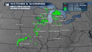 Widespread River Flooding Swamps the Midwest From Milwaukee to St. Louis With Flood Warnings Across Multiple States
