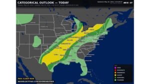 104 Million People From Texas to Maine Face Damaging Winds Very Large Hail and Tornadoes Today as Slight Risk Covers Dallas Houston Oklahoma City Chicago Pittsburgh Philadelphia and New York