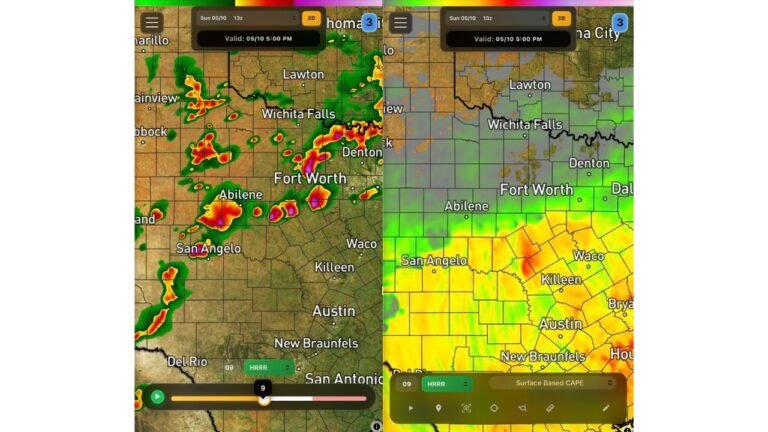 Abilene, Fort Worth, Wichita Falls, and San Angelo Face Baseball Size or Larger Hail Sunday Afternoon as CAPE Values Reach 2000 to 3500 J/kg by 5 PM