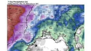 Alabama Heads Into a Summerlike Week With Birmingham Highs of 85 to 89 Degrees, Dry Conditions Through Tuesday and Scattered Storms Returning Wednesday Through Friday May 16-23