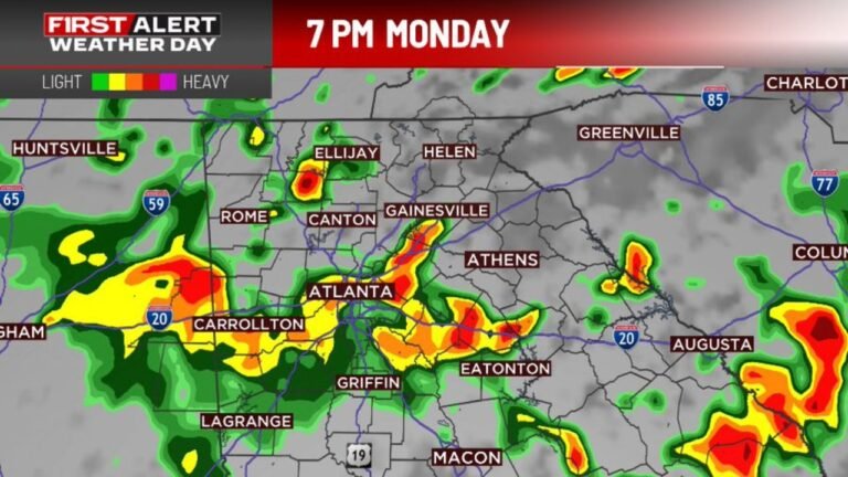 Atlanta and North Georgia Face First Alert Weather Day as Wave of Severe Storms, Several Inches of Rain, and Flash Flooding Move Through Between 5 and 9 PM Monday