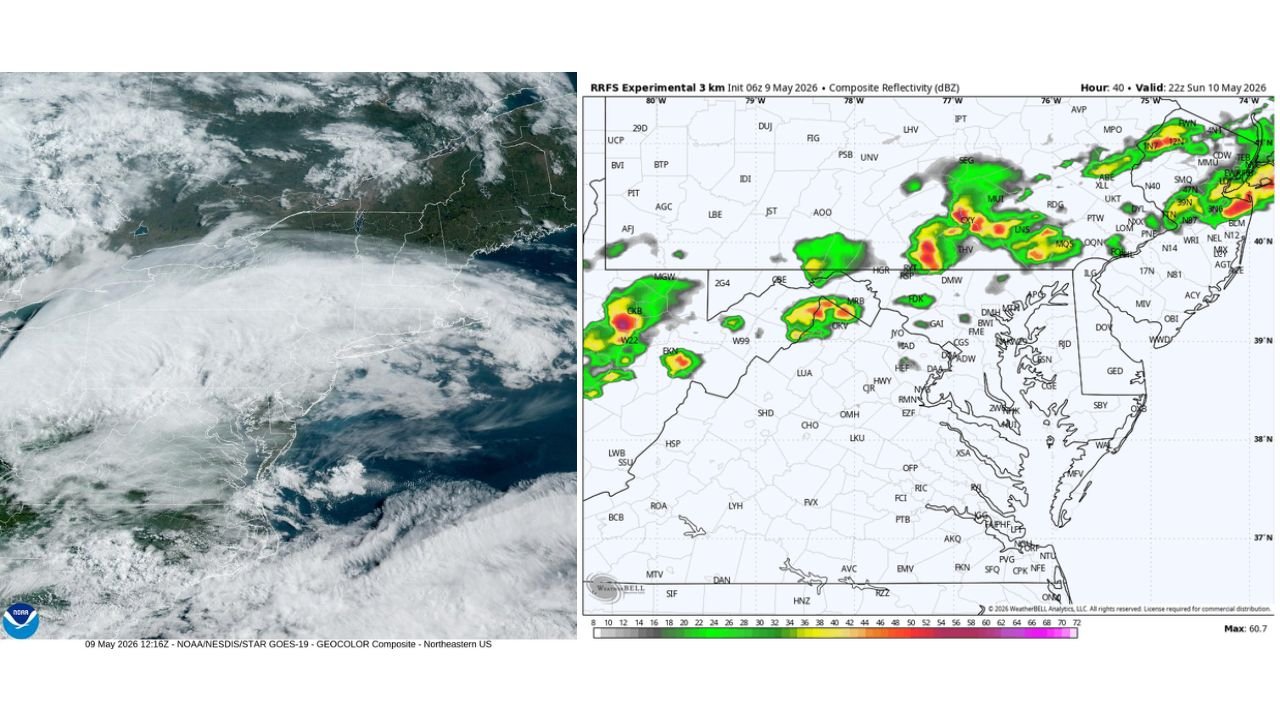 Baltimore Metro Faces Storm Risk Saturday Afternoon and Scattered Storms Possible Mother's Day Sunday as Cloud Cover Becomes the Key Factor