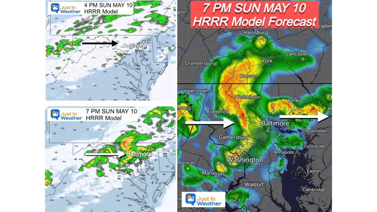 Baltimore, Washington, York, and Harrisburg Face Strong to Severe Storm Clusters Sunday Evening Between 6 PM and 9 PM With Damaging Wind and Hail Possible
