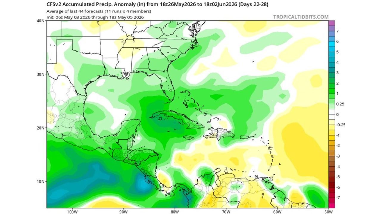 Caribbean and Gulf Coast Face Very Wet Pattern Late May Into June With Low Wind Shear Opening Door for Possible Weak Cyclone Activity