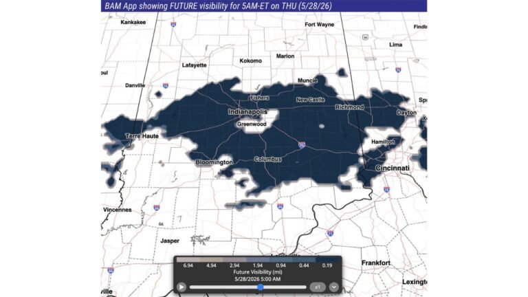 Central Indiana Faces Patchy Fog Thursday Morning as Visibility Drops Near Indianapolis, Bloomington and Richmond by 5 AM