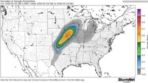 Central Plains Tornado Threat Surges to High Levels Monday Evening as Latest Forecast Data Confirms Dangerous Outbreak Window