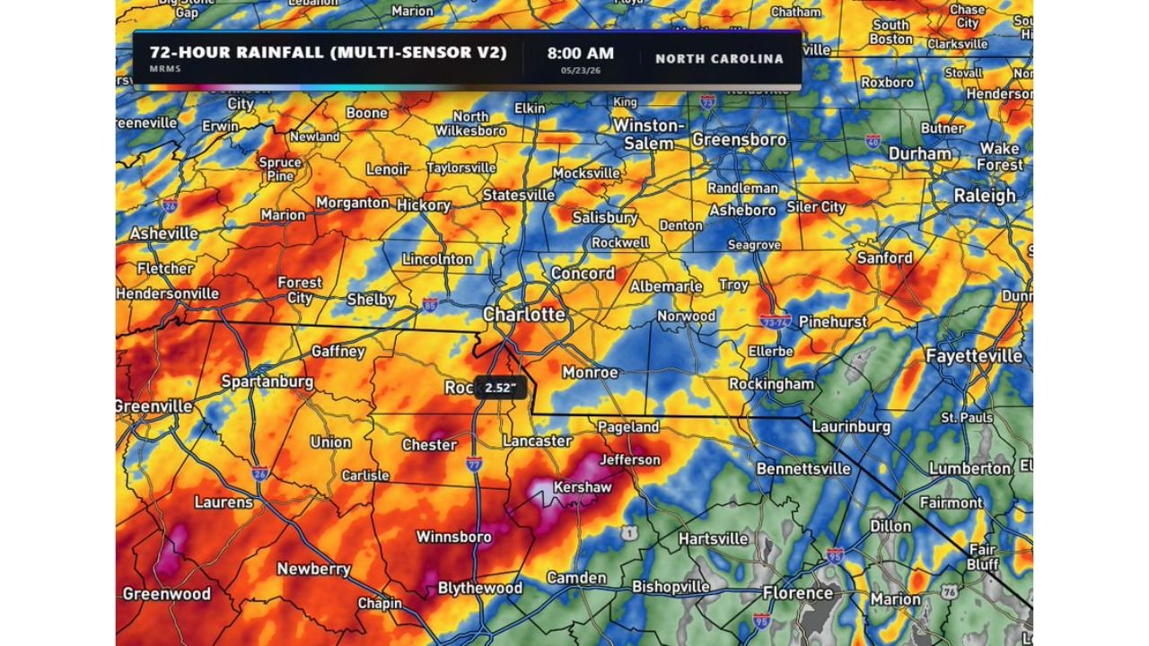 Charlotte and the Carolinas Record Over 2.5 Inches of Drought-Busting Rain in 72 Hours as More Moves In This Holiday Weekend