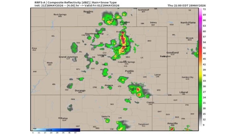 Colorado Thunderstorms Erupt Along I-25 Corridor and Raton Mesa as Storm Activity Builds Through Friday Morning Near Denver and Trinidad