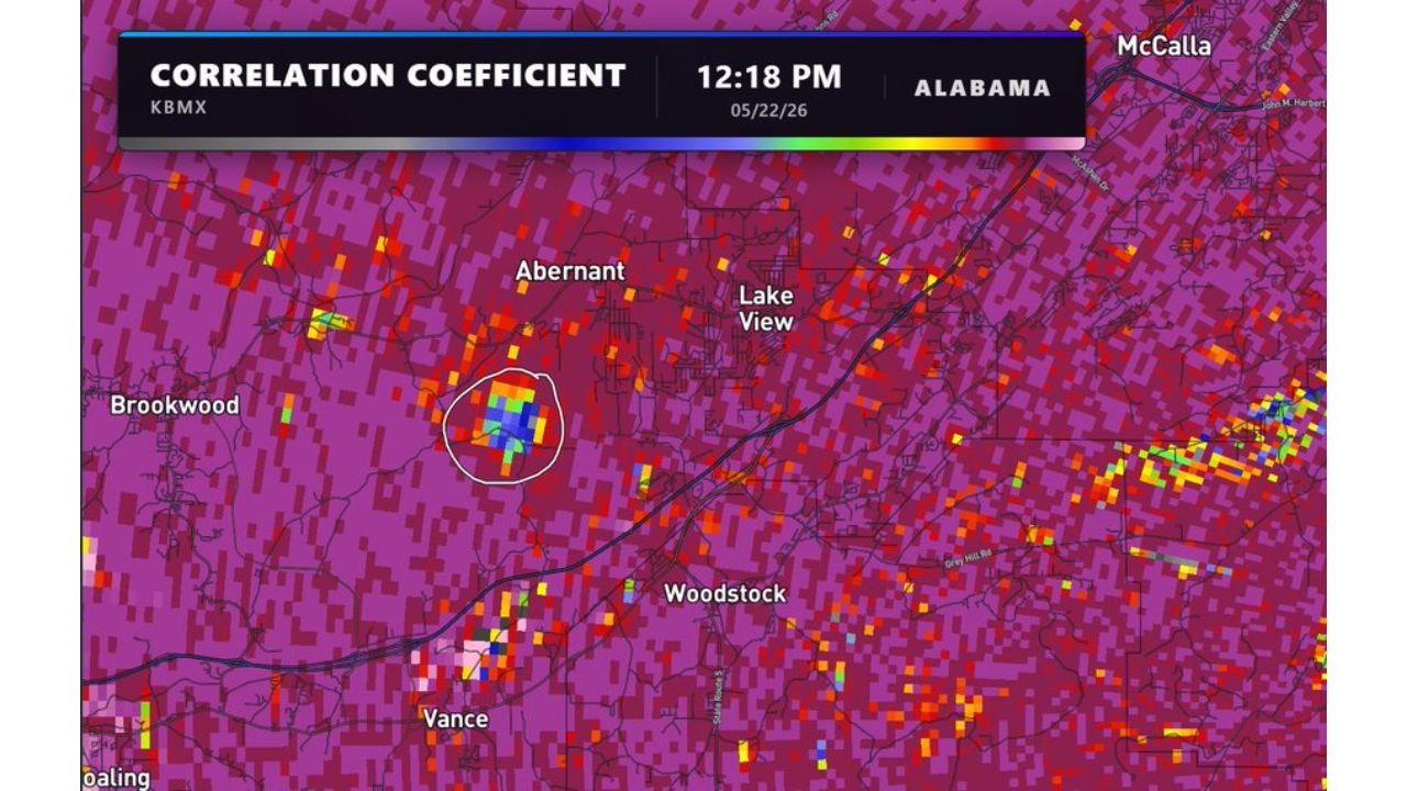 Confirmed Tornado on the Ground Near Abernant, Alabama at 12:18 PM Threatening Lake View, Brookwood, Woodstock, and Vance Take Shelter Immediately