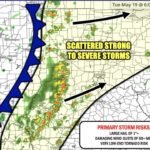 Damaging Wind Gusts of 60 MPH and Large Hail of 1 Inch Targeting Indiana Ohio and Kentucky Including Indianapolis Cincinnati Fort Wayne and Columbus Tuesday Evening by 6PM