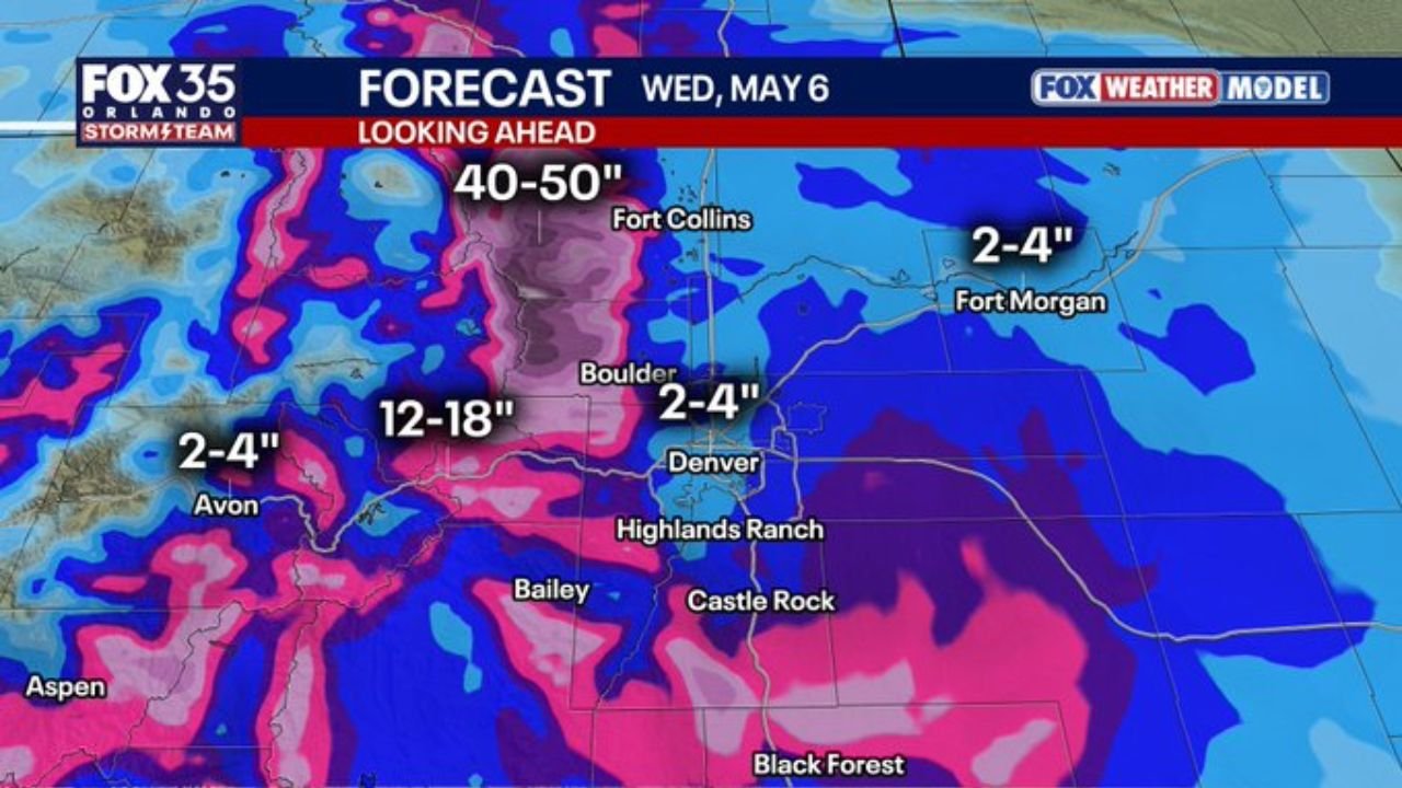 Denver and Colorado Face Biggest Snowstorm of the Season Tuesday Night Into Wednesday With 2 to 4 Inches on Roads and 40 to 50 Inches in the Mountains