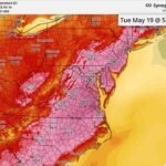 East Coast Scorches Tuesday With Temperatures Hitting 95 Degrees in Philadelphia Washington DC Richmond and Charlottesville While New York Reaches 90 and Charlotte Hits 91