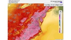 East Coast Scorches Tuesday With Temperatures Hitting 95 Degrees in Philadelphia Washington DC Richmond and Charlottesville While New York Reaches 90 and Charlotte Hits 91