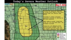 Eastern Colorado Supercells Targeting Sterling Limon and Lamar With Large Hail Damaging Winds and Low-End Tornado Risk Along Interstate 70 Corridor Thursday May 21 Afternoon and Evening