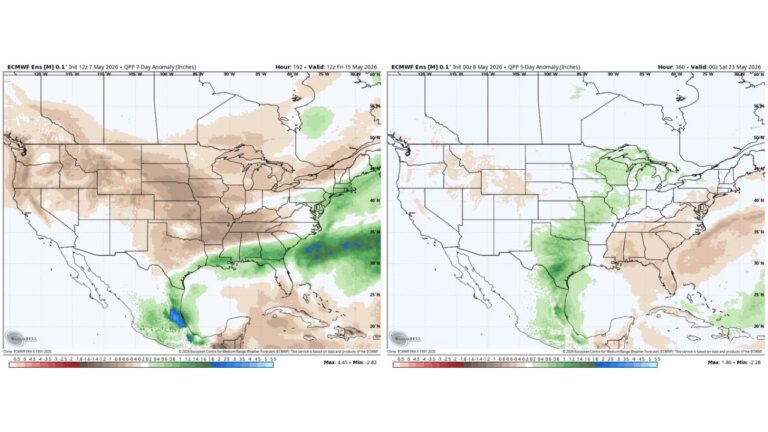 Eastern United States Faces Multi-Day Trough Pattern With Above Normal Precipitation for the South and East Coast While Enhanced Risk Severe Weather Targets South Central States Sunday