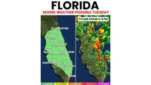 Florida Faces Scattered Severe Storms With Large Hail, Gusty Winds and Brief Tornado Possible From Orlando and Tampa to Miami and West Palm Beach Tuesday May 12 This Afternoon and Evening