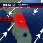 Florida Faces Torrential Downpours and Lots of Lightning Near Orlando This Afternoon and Evening Tuesday May 12 as Stalled Front and 150 to 200 Percent Above Normal Moisture Fuel Big Storms