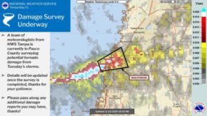 Florida’s Pasco County Under NWS Damage Survey After a Rotating Supercell Came Ashore North of Tampa Bay Tuesday May 12 With Potential Tornado Damage Near Elgin and Spring Hill