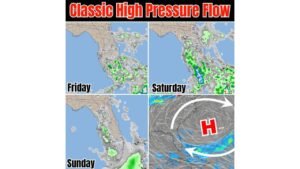 Florida’s West Coast Returns to a Classic High Pressure Pattern This Weekend With Scattered Afternoon Showers Staying Mainly South and East Friday Through Sunday May 15-17