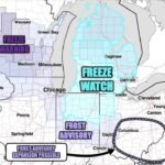 Freeze Warnings, Freeze Watches and Frost Advisories Blanket the Midwest Saturday Morning With Lows Dropping to 28 Degrees