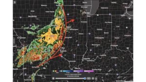 Illinois, Missouri and Indiana Face Severe Winds, Very Heavy Rain and Isolated Tornadoes Monday May 18 as Storm Line Pushes Northeast Into Indiana by Mid-Afternoon Including St. Louis, Chicago and Indianapolis