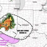 Illinois and Indiana Face Morning Rain and Storms Moving Southeast Near Peoria, Springfield and Indianapolis With Scattered Storm Development Possible on the Southern Edge Friday May 15
