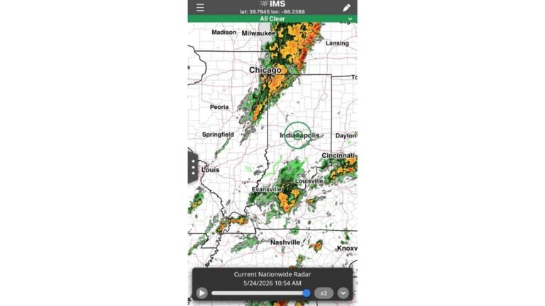 Indianapolis Stays Dry as Dry Air Holds Central Indiana Clear While Chicago, Evansville, and Louisville Deal With Active Radar on Indy 500 Race Morning